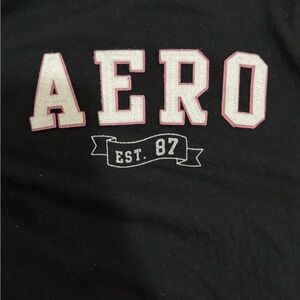 Aeropostale Black Tee with Pink and White Logo